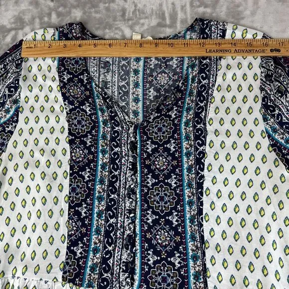 Reborn J Boho Dress Womens 1X Colorful Pattern Button Front Flowy Elephant(1003) - Picture 10 of 15